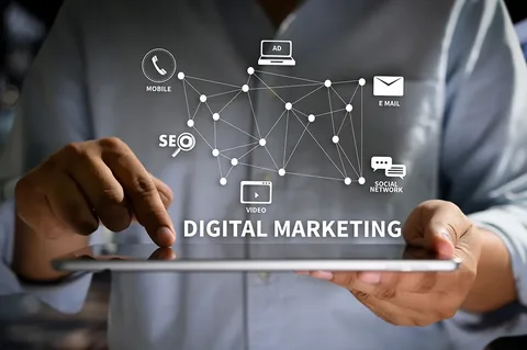 Person using tablet for digital marketing